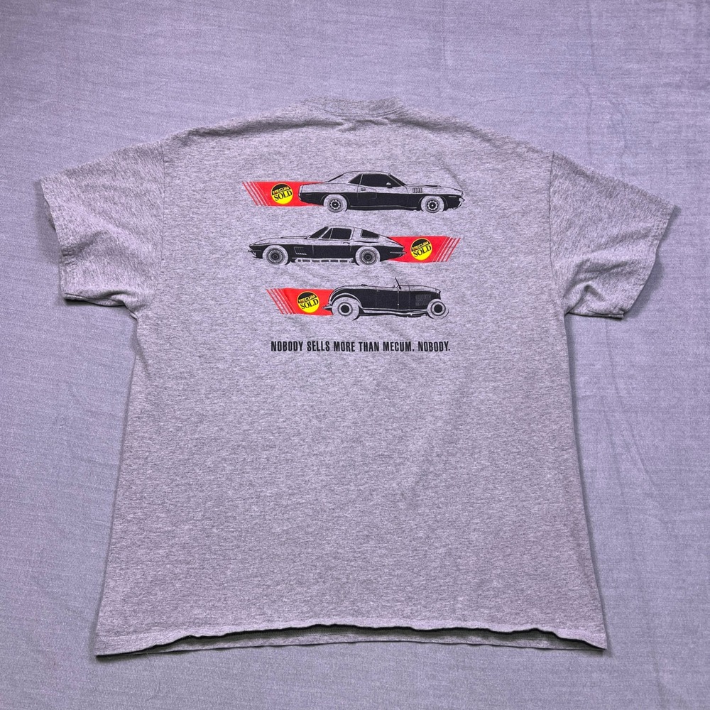 Mecum Auctions Graphic T‎ Shirt Men's Gray Short Sleeve Cars Collectible Tee L